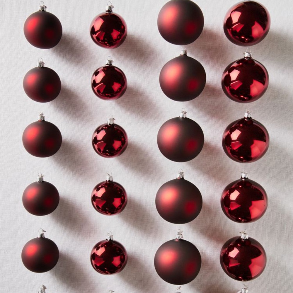 23 burgundy glass ornaments from Balsam Hill